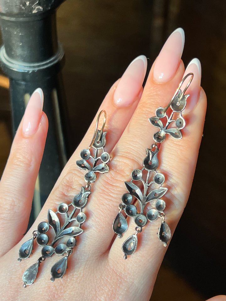 Rose Cut Diamond Giardinetti Earrings C. 1800