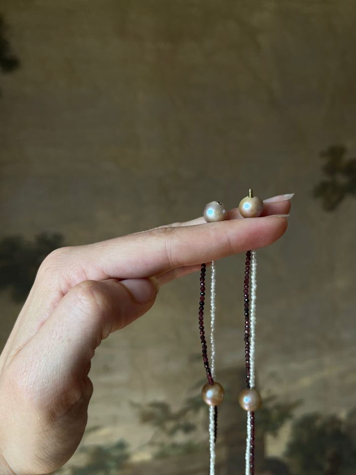 The Eloise | 20" Vintage Purple/Pink Pearl & Garnet | St. Valentine Collection | One of Three