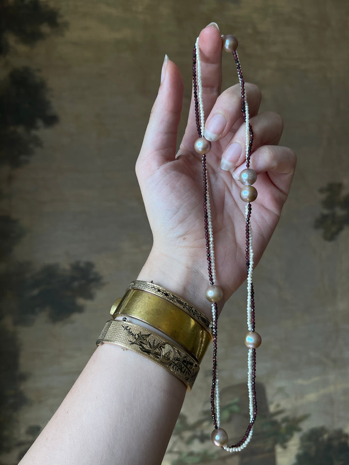 The Eloise | 20" Vintage Purple/Pink Pearl & Garnet | St. Valentine Collection | One of Three
