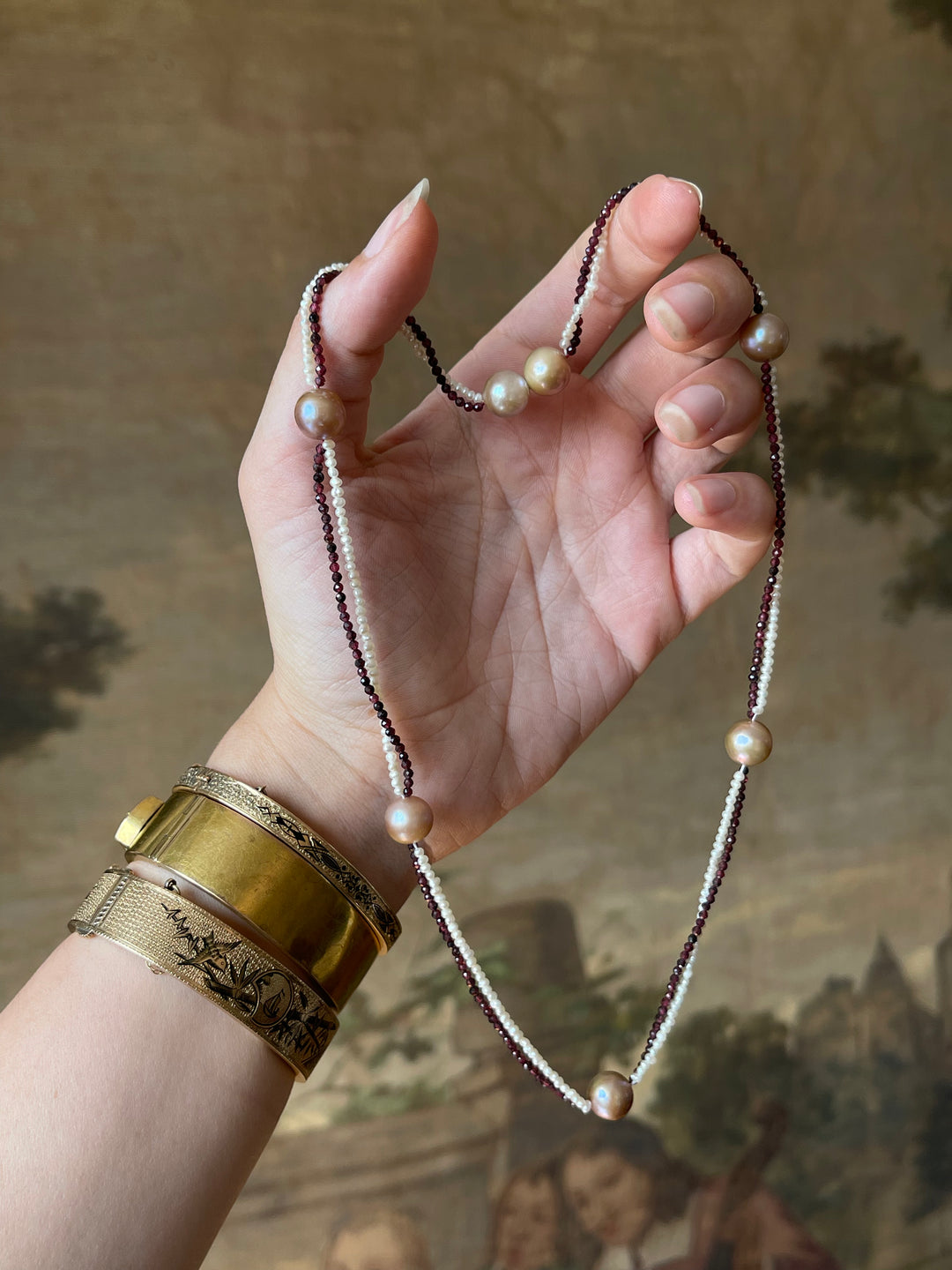 The Eloise | 20" Vintage Purple/Pink Pearl & Garnet | St. Valentine Collection | One of Three