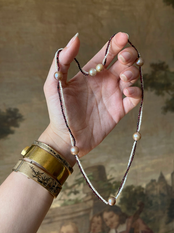 The Eloise | 20" Vintage Purple/Pink Pearl & Garnet | St. Valentine Collection | One of Three