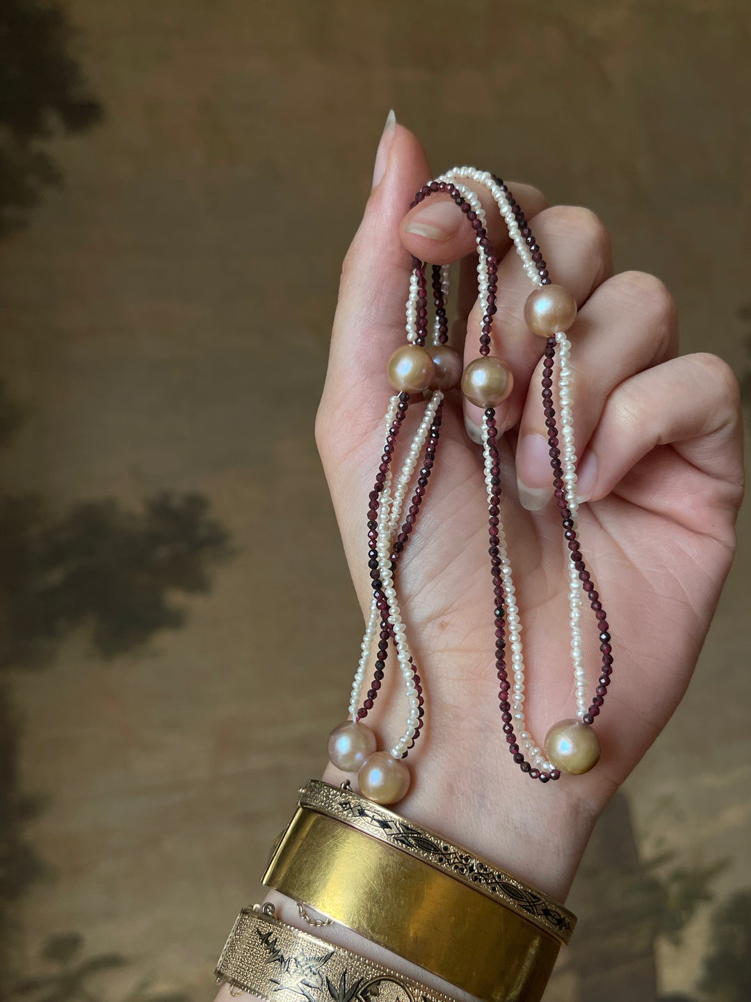 The Eloise | 20" Vintage Purple/Pink Pearl & Garnet | St. Valentine Collection | One of Three