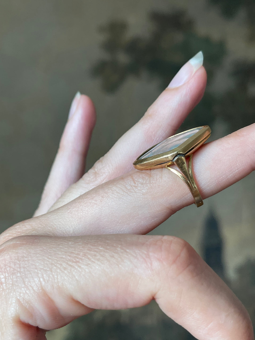 Romantic Period Miniature of Cupid after Raphael | En Grisaille | 18ct Gold Ring | French c.1830-1840