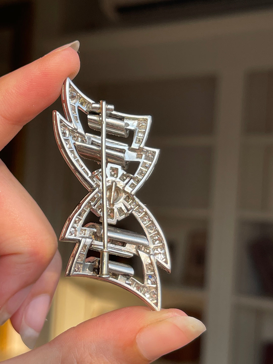 French Diamond Bow Brooch | 5ctw | 18ct White Gold | Post-Art Deco c.1930s