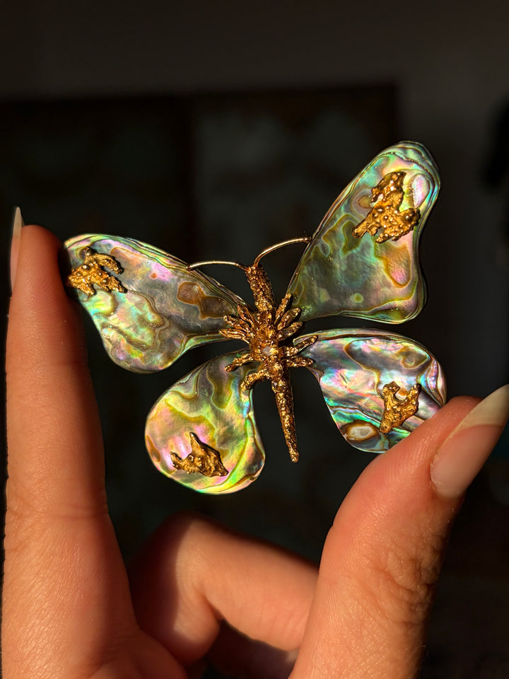 Madame Butterfly; Signed Mellerio Butterfly Brooch Mint in the Original Box c. 1970