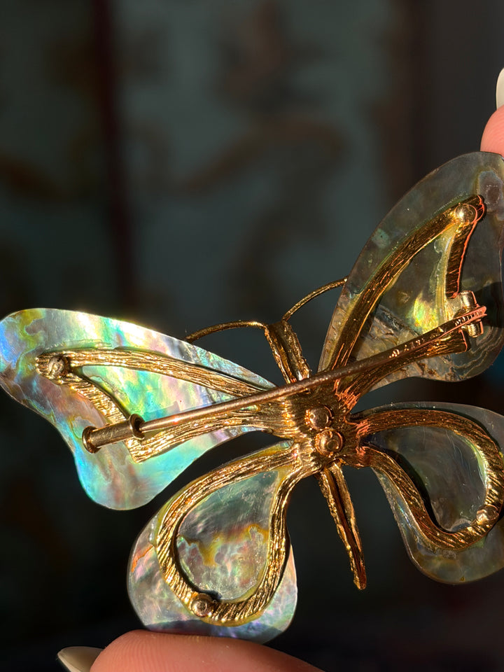 Madame Butterfly; Signed Mellerio Butterfly Brooch Mint in the Original Box c. 1970