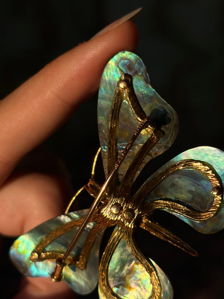 Madame Butterfly; Signed Mellerio Butterfly Brooch Mint in the Original Box c. 1970