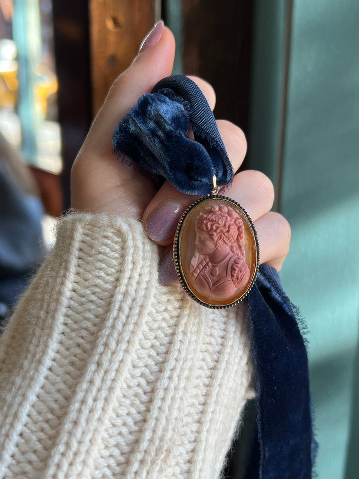 Exceptional Pink, Cream, and Caramel Chalcedony Cameo Pendant
