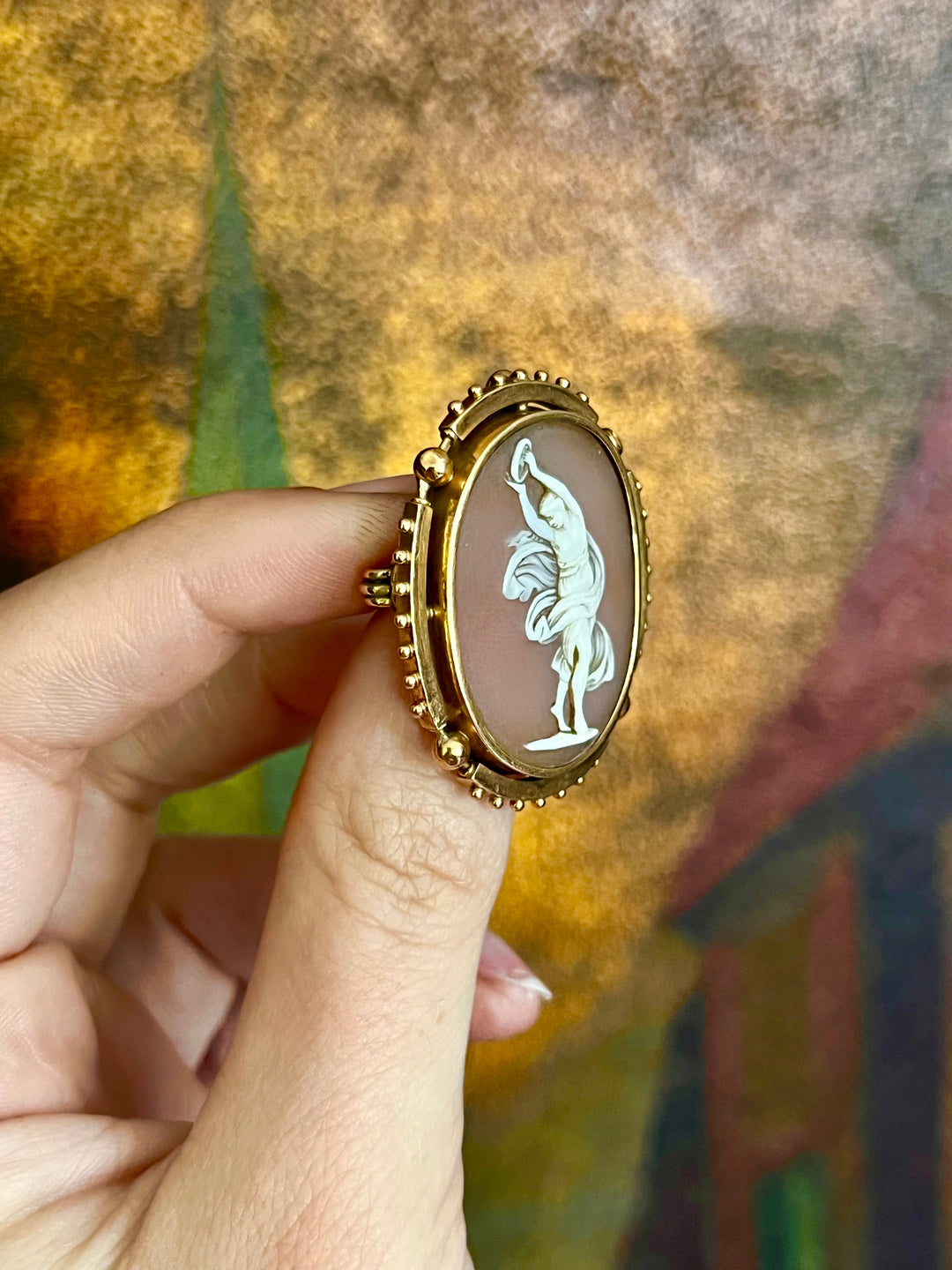A Rare French Shell Cameo of Terpsichore in 18ct