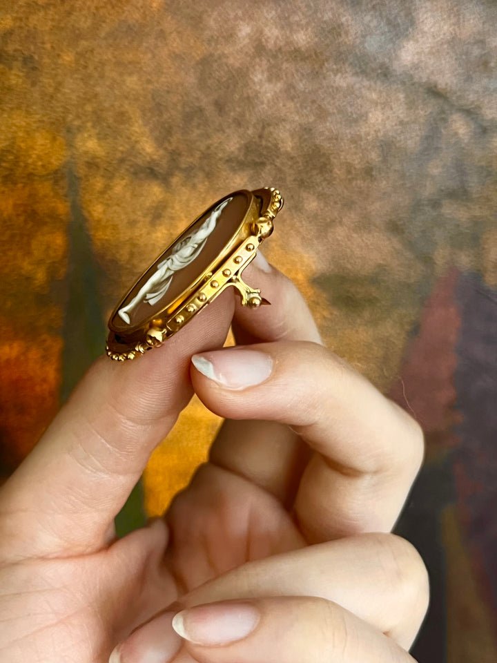 A Rare French Shell Cameo of Terpsichore in 18ct