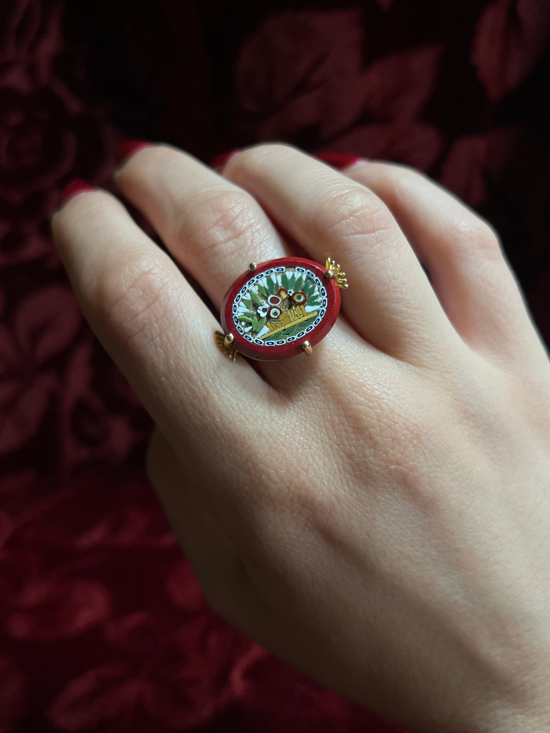 Micromosaic Fruit Basket Curio Fantasy Ring