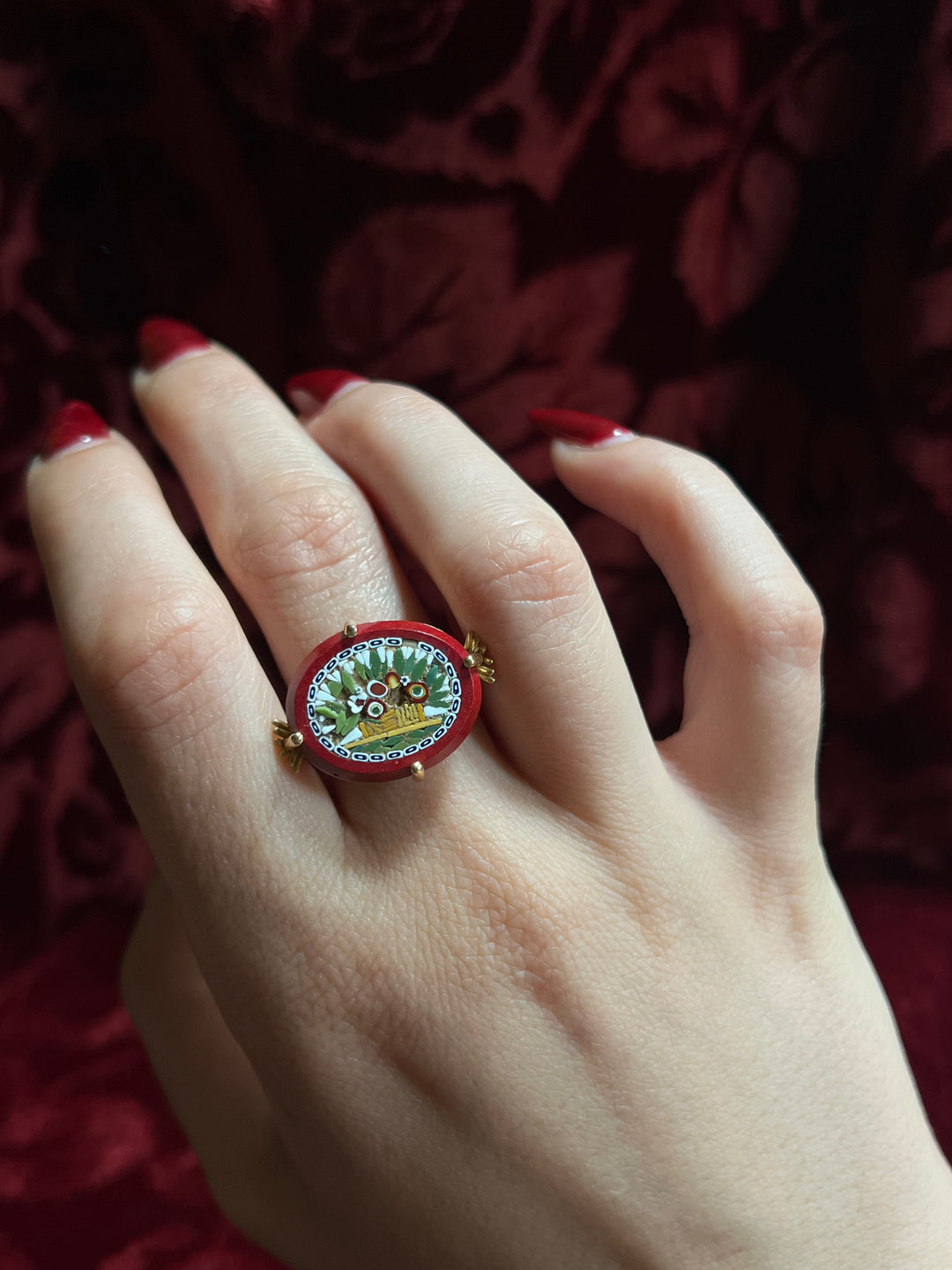 Micromosaic Fruit Basket Curio Fantasy Ring