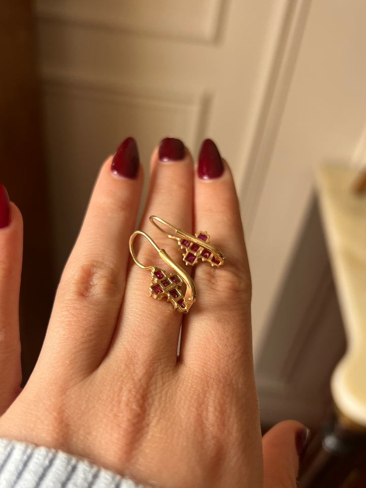 18ct Ruby Cross Earrings
