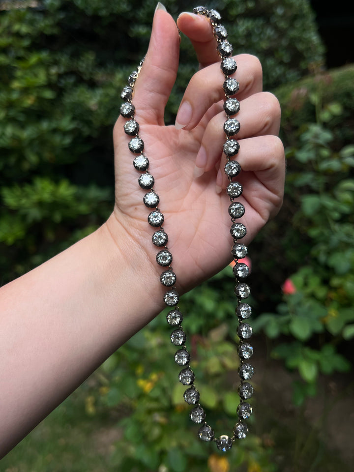 34.95ctw OEC Diamond Rivière | 18ct + Sterling, 47 Stones | 17.25"