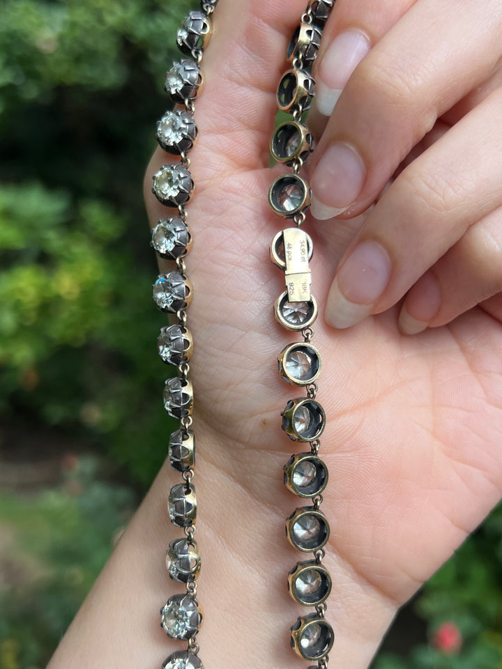 34.95ctw OEC Diamond Rivière | 18ct + Sterling, 47 Stones | 17.25"