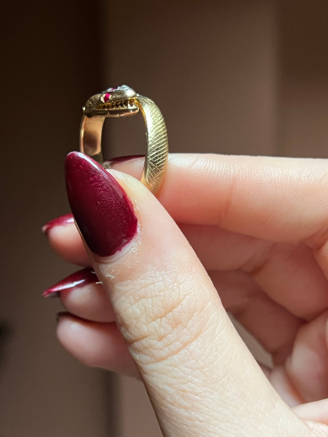 18ct Snake Ring with Rubies and Diamonds