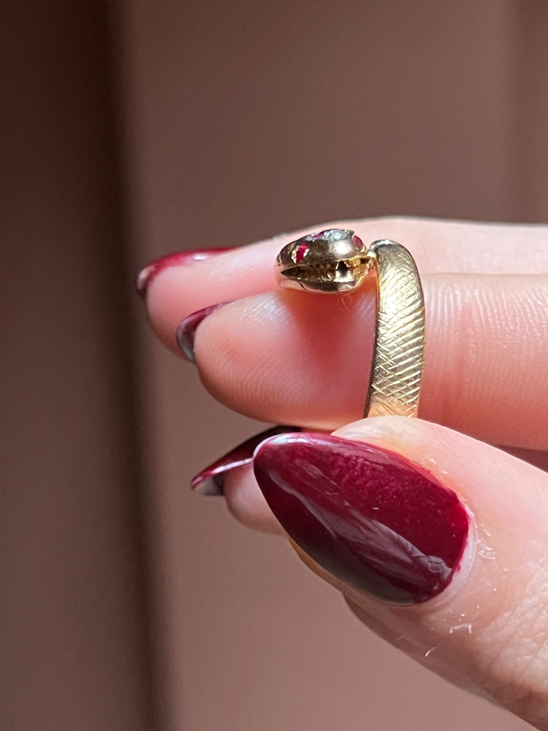 18ct Snake Ring with Rubies and Diamonds