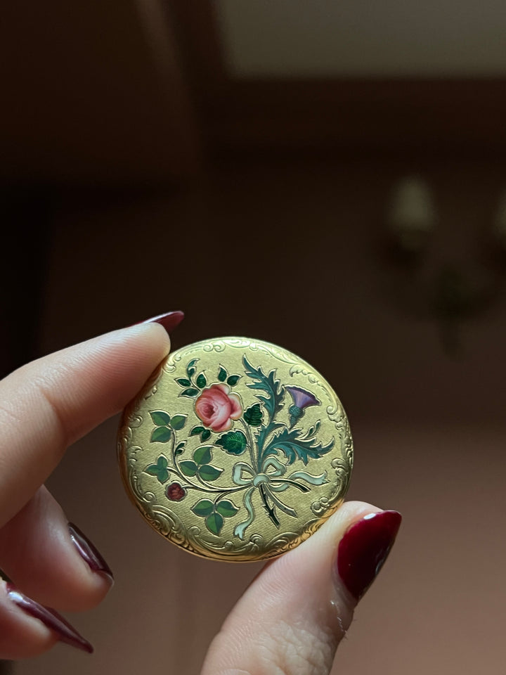 Enamel Floriography Brooch in 18ct