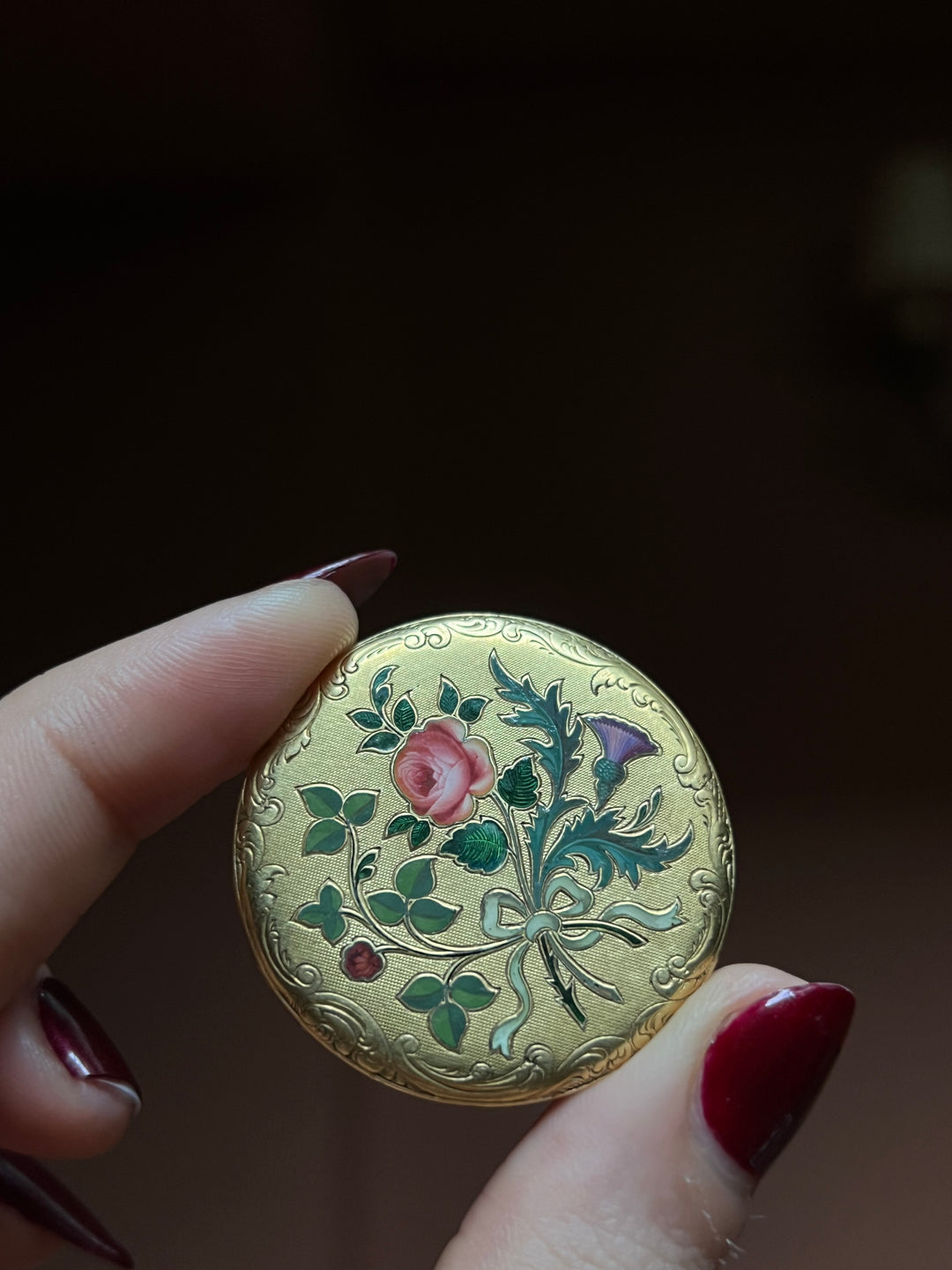 Enamel Floriography Brooch in 18ct