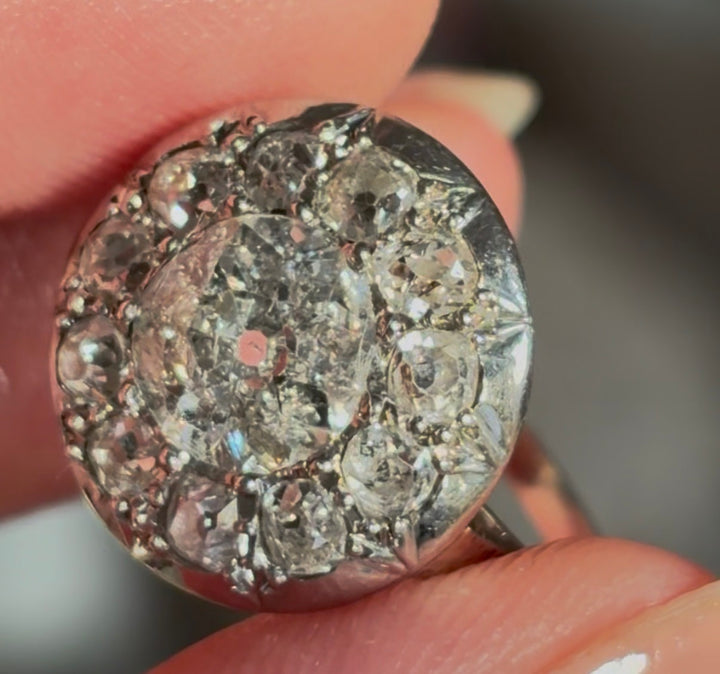 Outstanding Edwardian Platinum + 18ct Diamond Daisy Ring