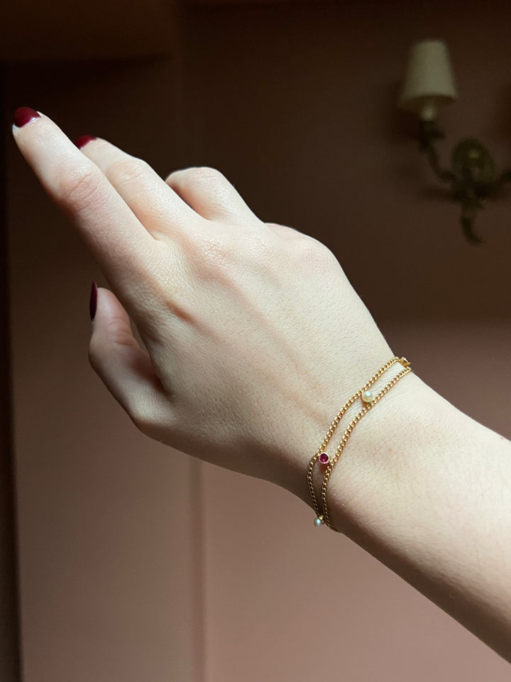 18ct Napoleon III Period Ruby and Pearl Bracelet