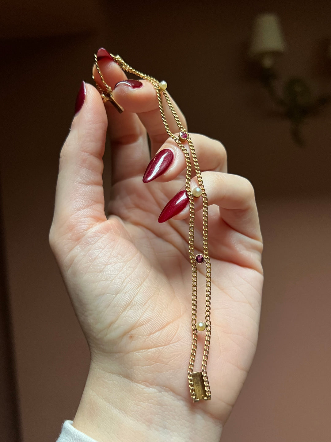 18ct Napoleon III Period Ruby and Pearl Bracelet