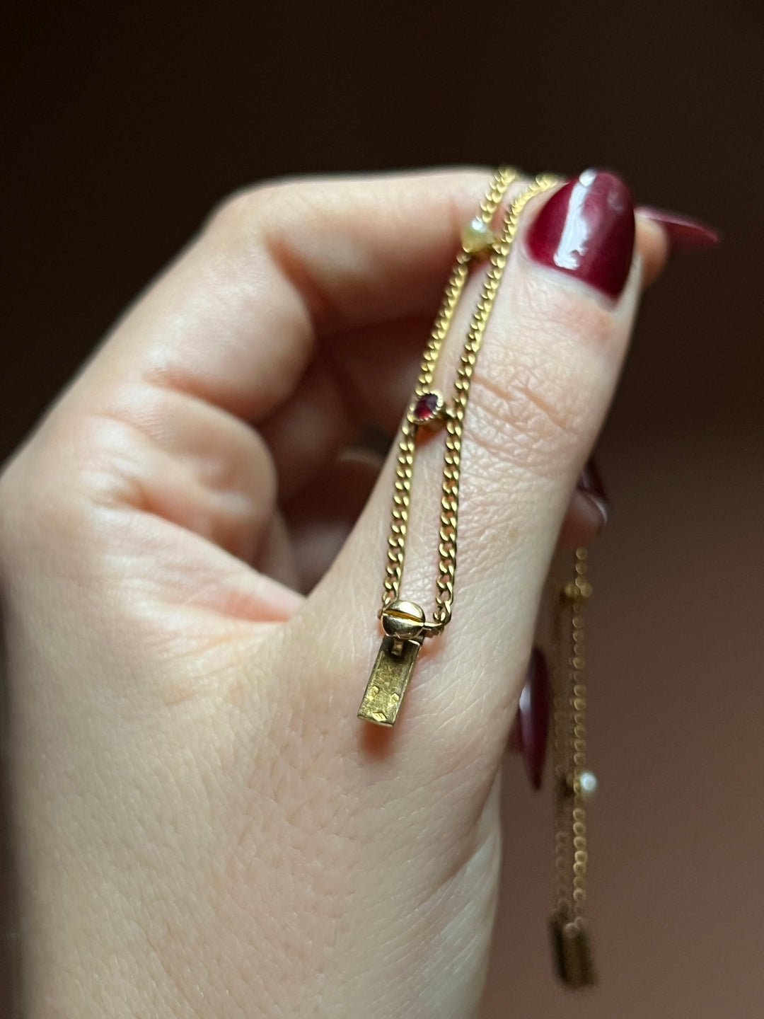 18ct Napoleon III Period Ruby and Pearl Bracelet