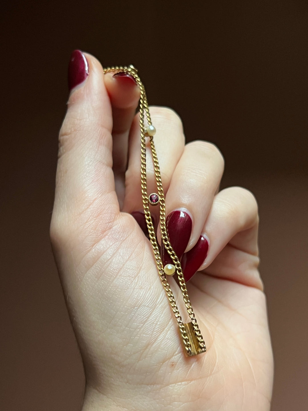 18ct Napoleon III Period Ruby and Pearl Bracelet