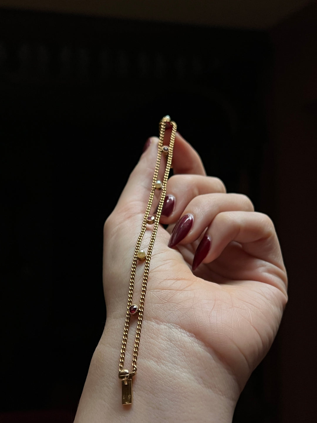 18ct Napoleon III Period Ruby and Pearl Bracelet