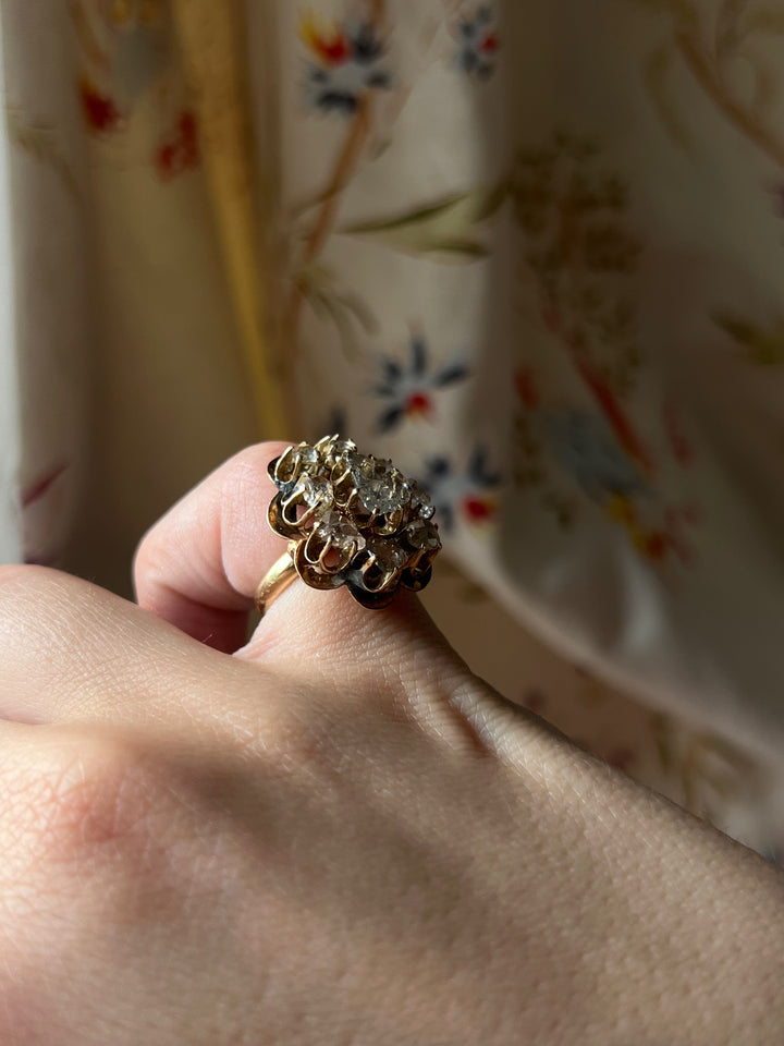 Exceptional Rose Cut Diamond Cocktail Ring