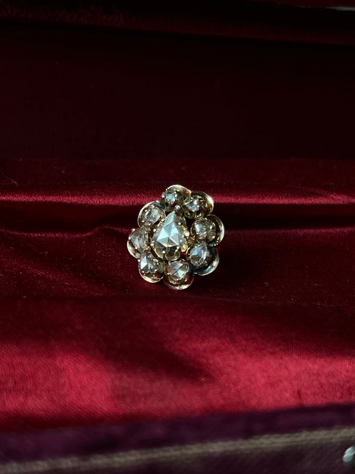 Exceptional Rose Cut Diamond Cocktail Ring