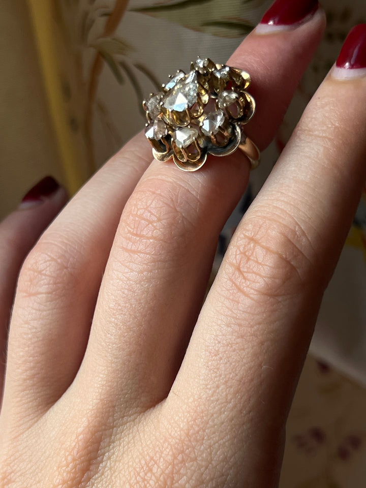 Exceptional Rose Cut Diamond Cocktail Ring