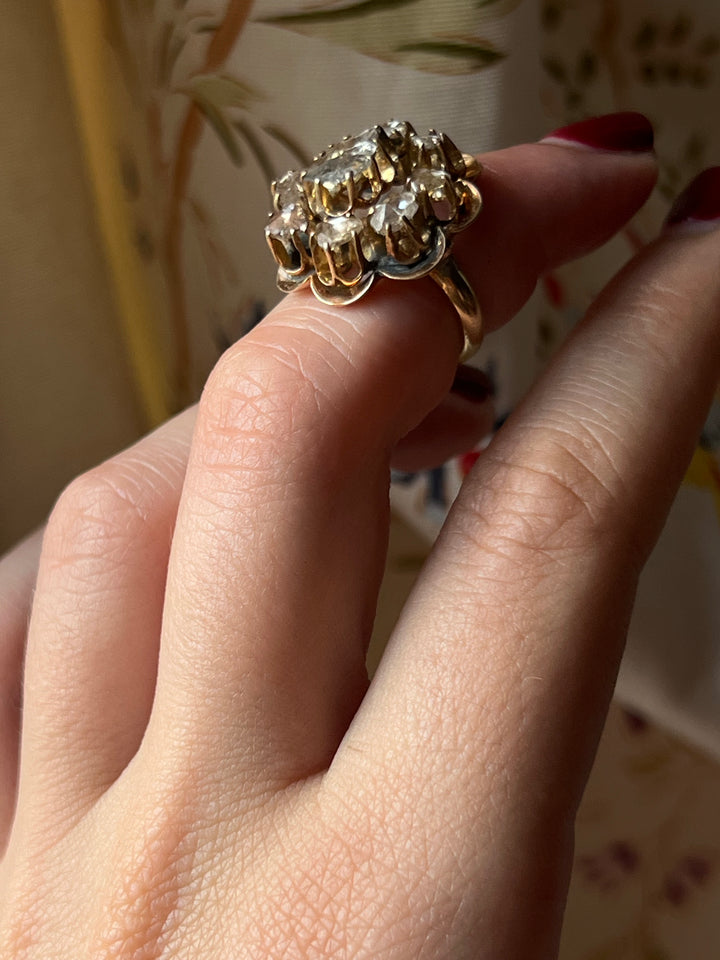 Exceptional Rose Cut Diamond Cocktail Ring