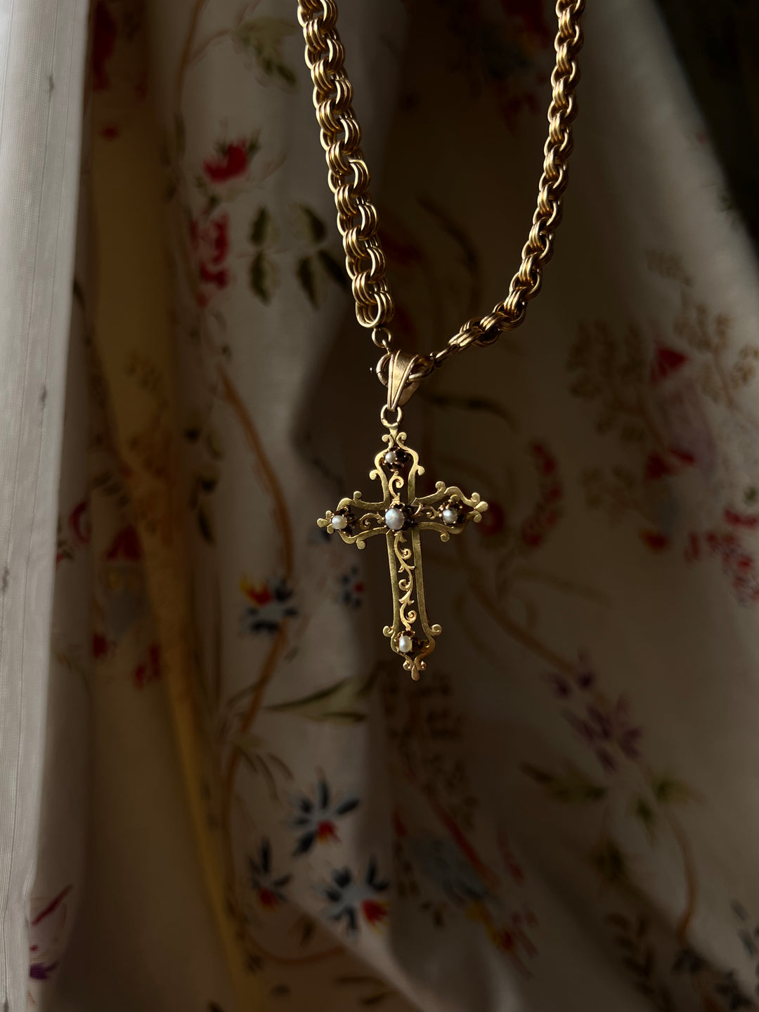 18ct Napoleon III Period Pearl Cross