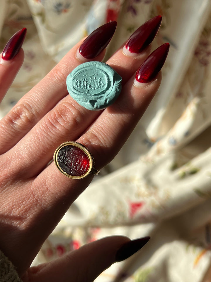 Exceptional Garnet Paste Intaglio of Bacchanale Attr to Tassie