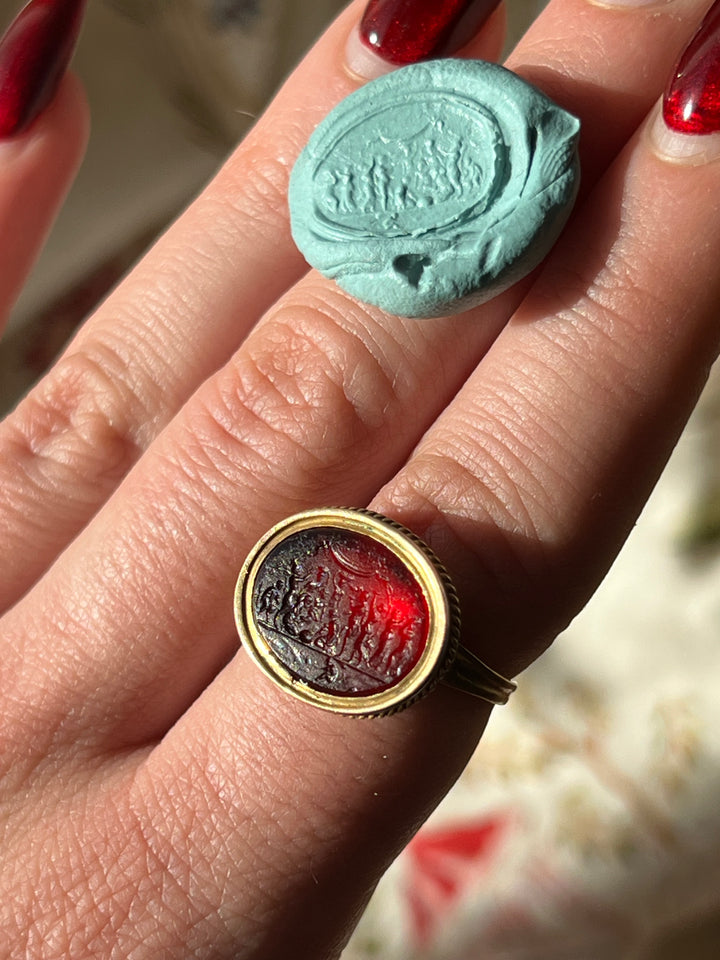 Exceptional Garnet Paste Intaglio of Bacchanale Attr to Tassie