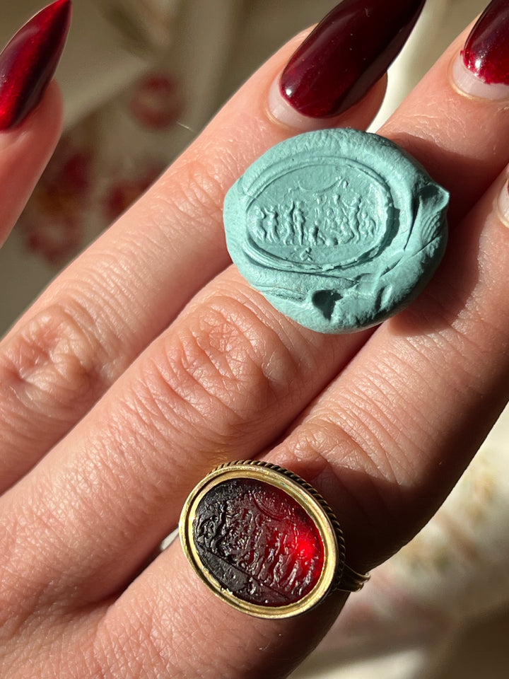 Exceptional Garnet Paste Intaglio of Bacchanale Attr to Tassie