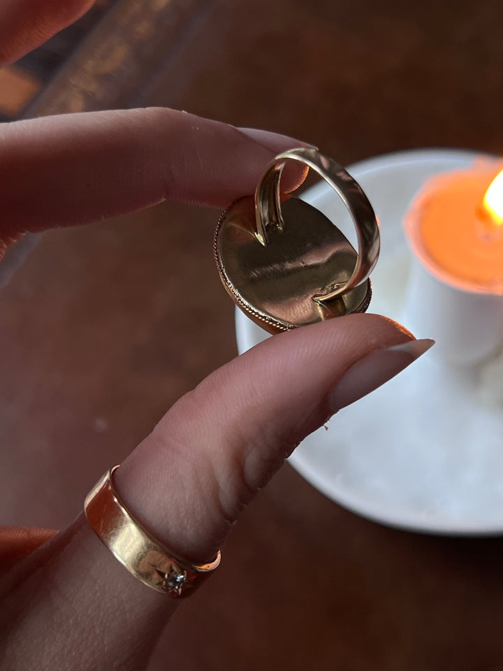 Superb Victorian Locket Cameo Ring of Cupid + Anteros