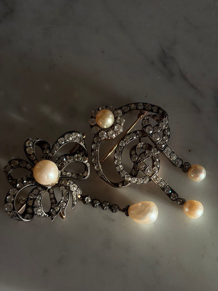 Outstanding Natural 3 Pearl Brooch with GIA Certification