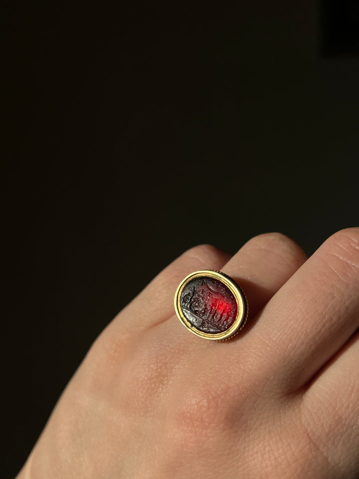 Exceptional Garnet Paste Intaglio of Bacchanale Attr to Tassie