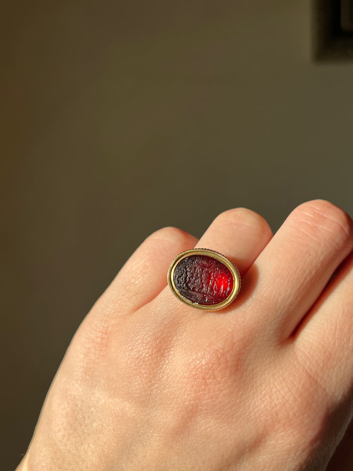 Exceptional Garnet Paste Intaglio of Bacchanale Attr to Tassie