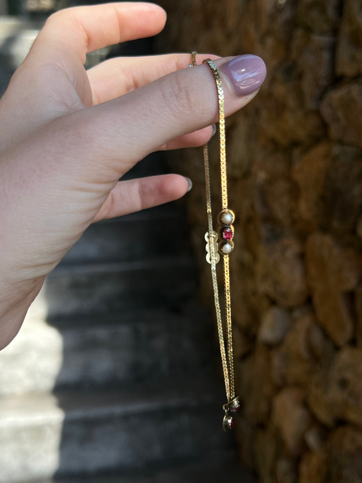 HOLD FOR J 🌸 Superb French 18ct Ruby and Natural Pearl Collar c. 1855
