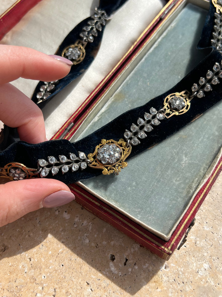 Exceptional Early 19th C French Regional Paste "Galon" Collar Necklace (Inclusive of removing extra bits and creating a bracelet)
