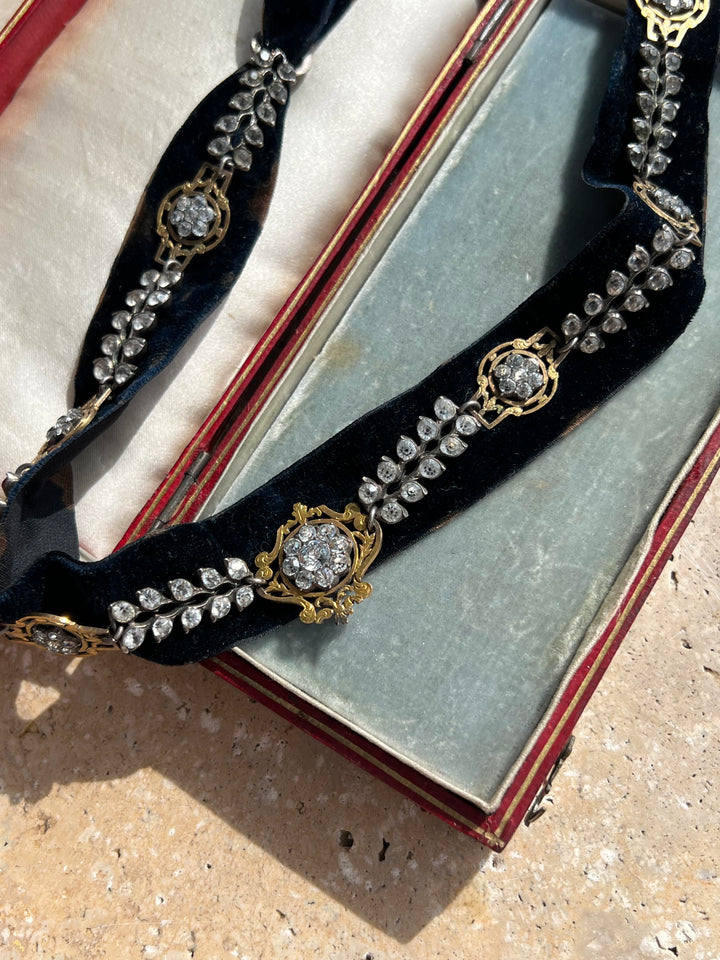 Exceptional Early 19th C French Regional Paste "Galon" Collar Necklace (Inclusive of removing extra bits and creating a bracelet)