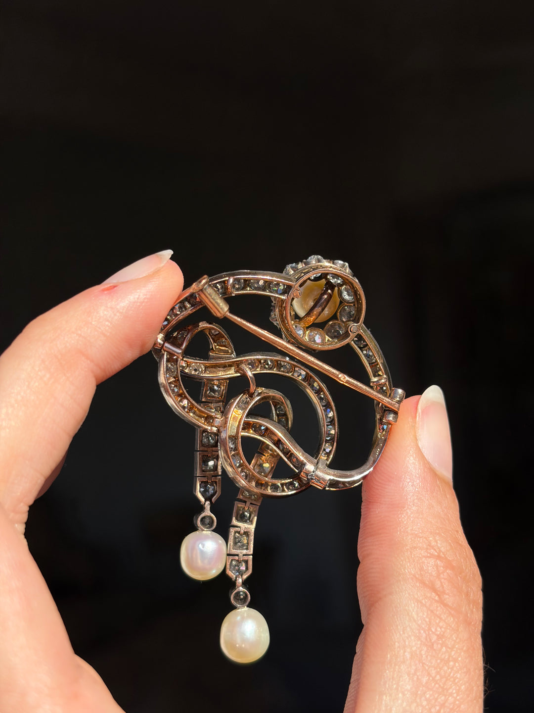 Outstanding Natural 3 Pearl Brooch with GIA Certification