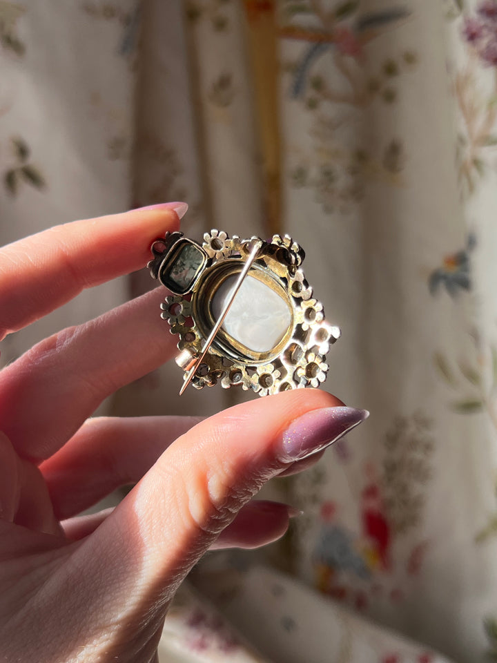 Outstanding 18th Century Hardstone Cameo with Emerald and Diamond
