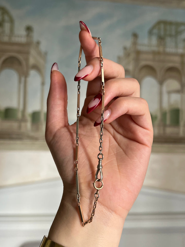 14ct Edwardian Two Tone White and Pink Gold Watch Chain