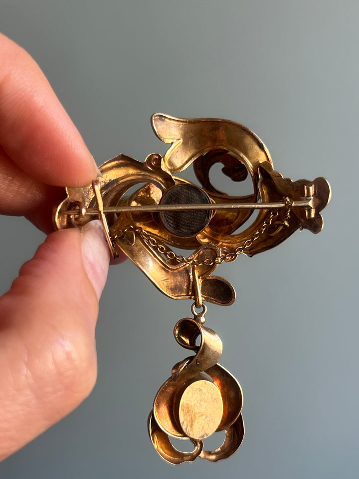 Rare Pink Topaz Rococo Revival Brooch C. 1850