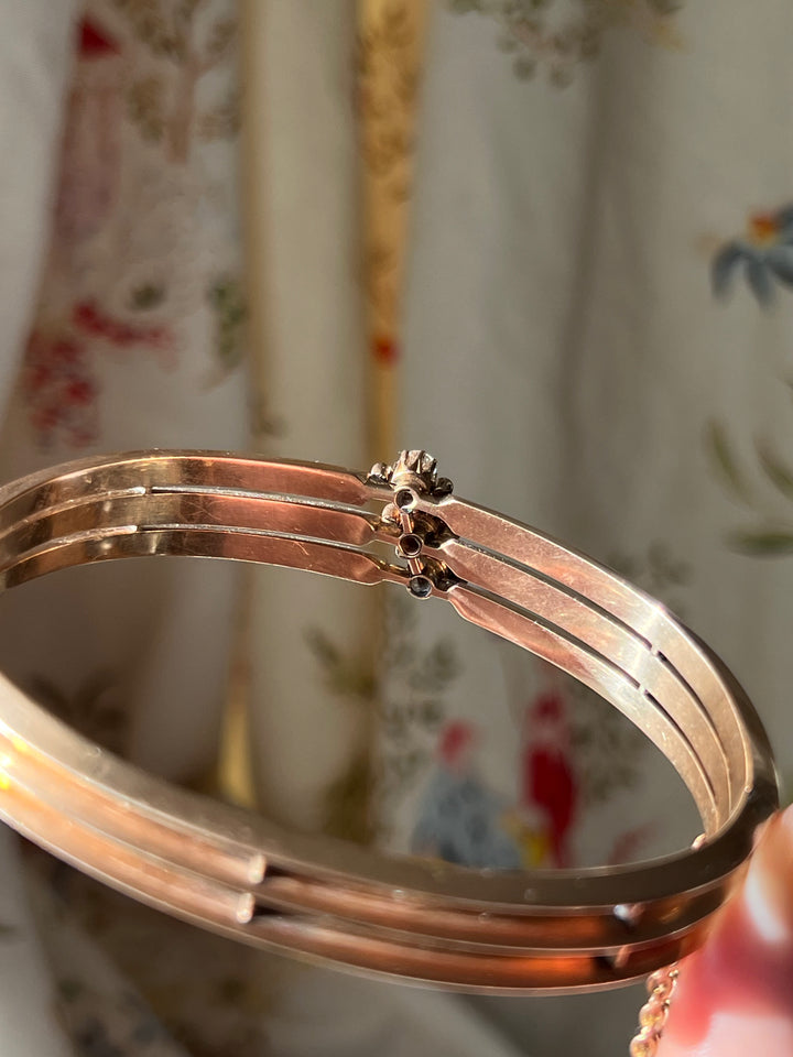 Belle Epoque Period Diamond and Ruby Bangle