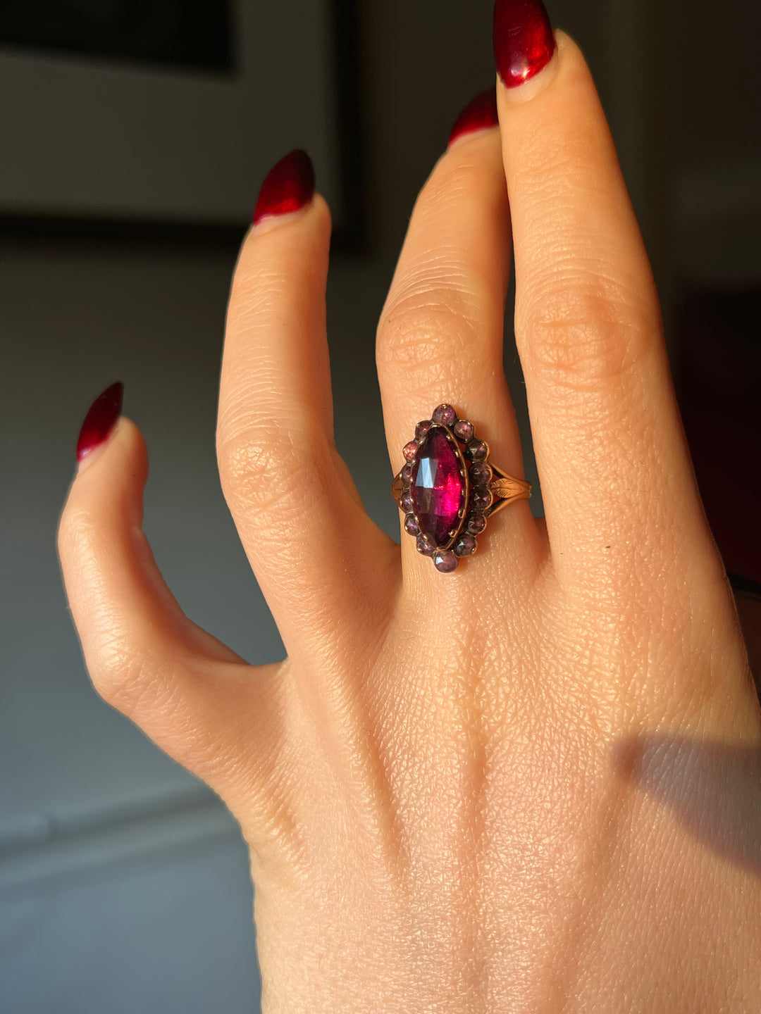 Napoleon III Period 18ct French Perpignan Garnet Ring